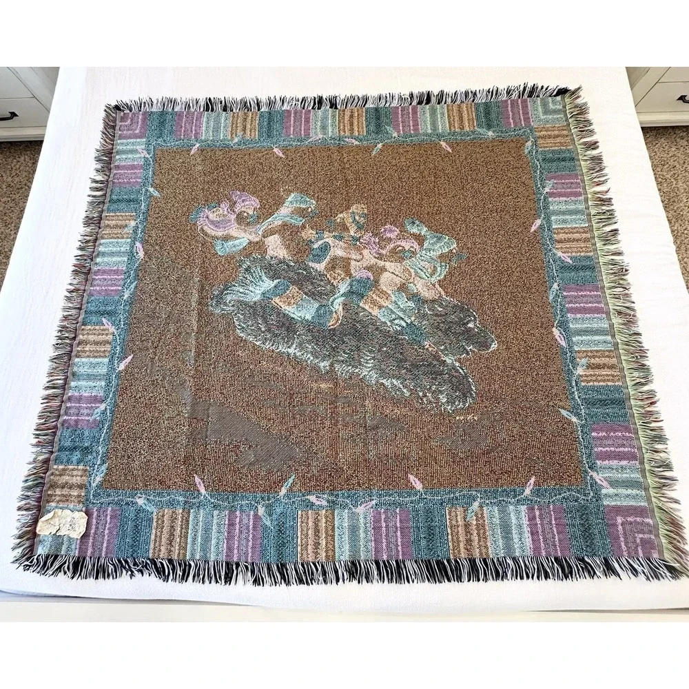 Tapestry Throw Blanket Christmas Polar Bear Sled Penguins 51